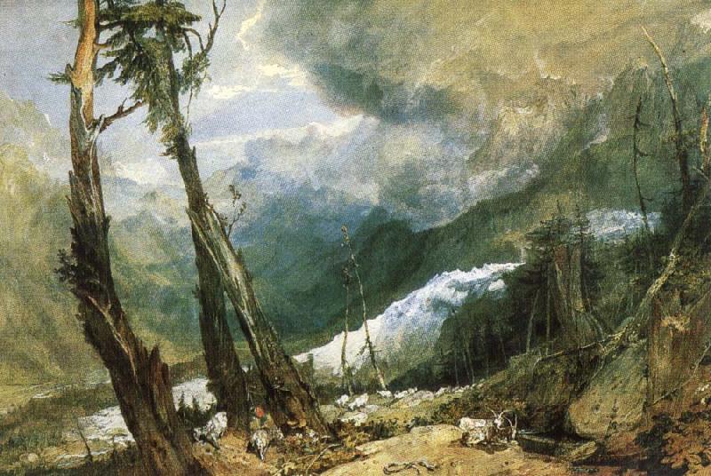 Joseph Mallord William Turner Glacier and source of the Avyron, Chamonix Norge oil painting art